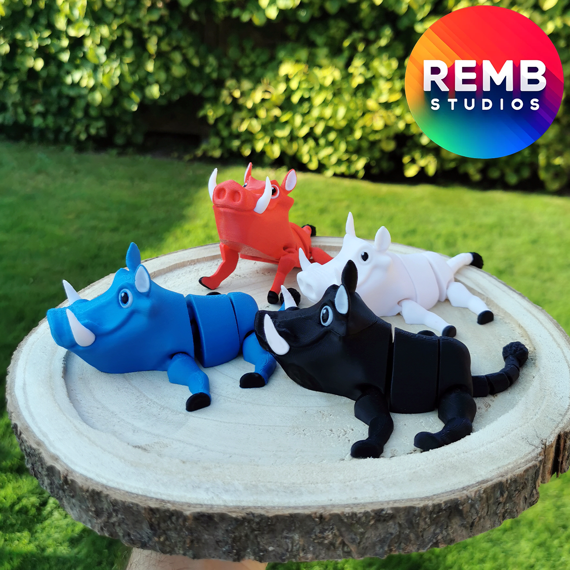 Flexi Warthog Remb Studios, STL file for 3D printing, STL print files, Print in Place